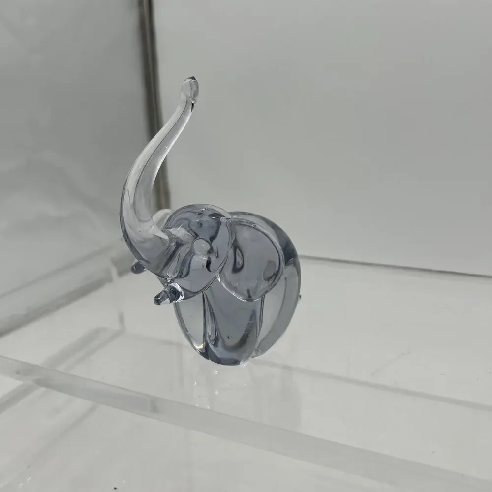 Vtg Hand Made Crystal Elephant Art Clear Glass Figurine Paperweight 5